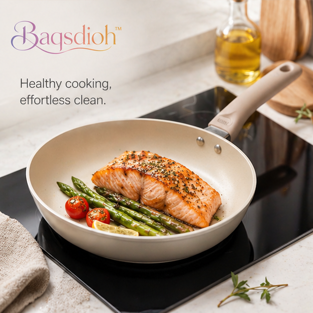 Baqsdioh™ Nonstick Ceramic Frying Pan with Soft-Touch Handle